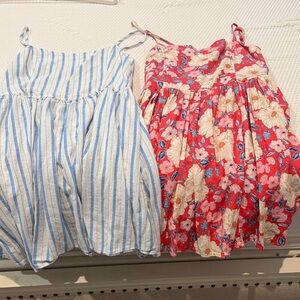 Aerie Blue Striped and Red Floral Dresses